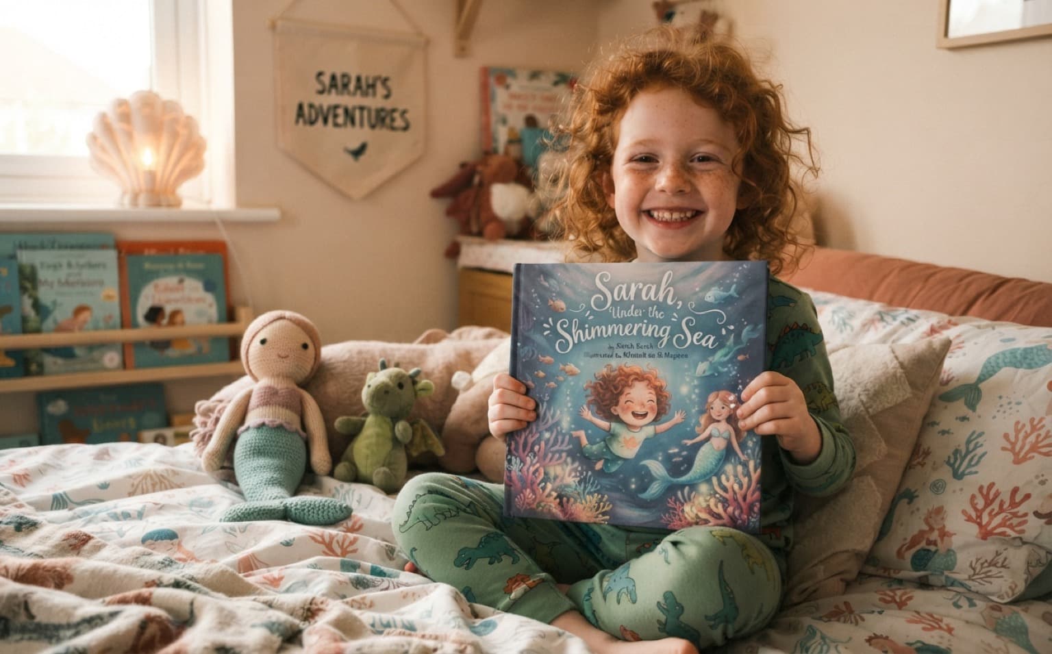 Mermaid stories, drifting gently underwater. — personalised children's storybook