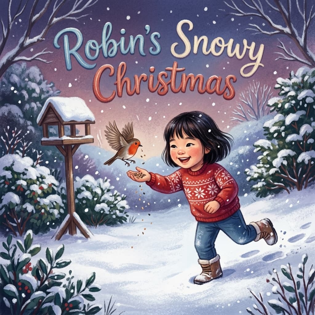 Robin's Snowy Christmas — personalised storybook cover