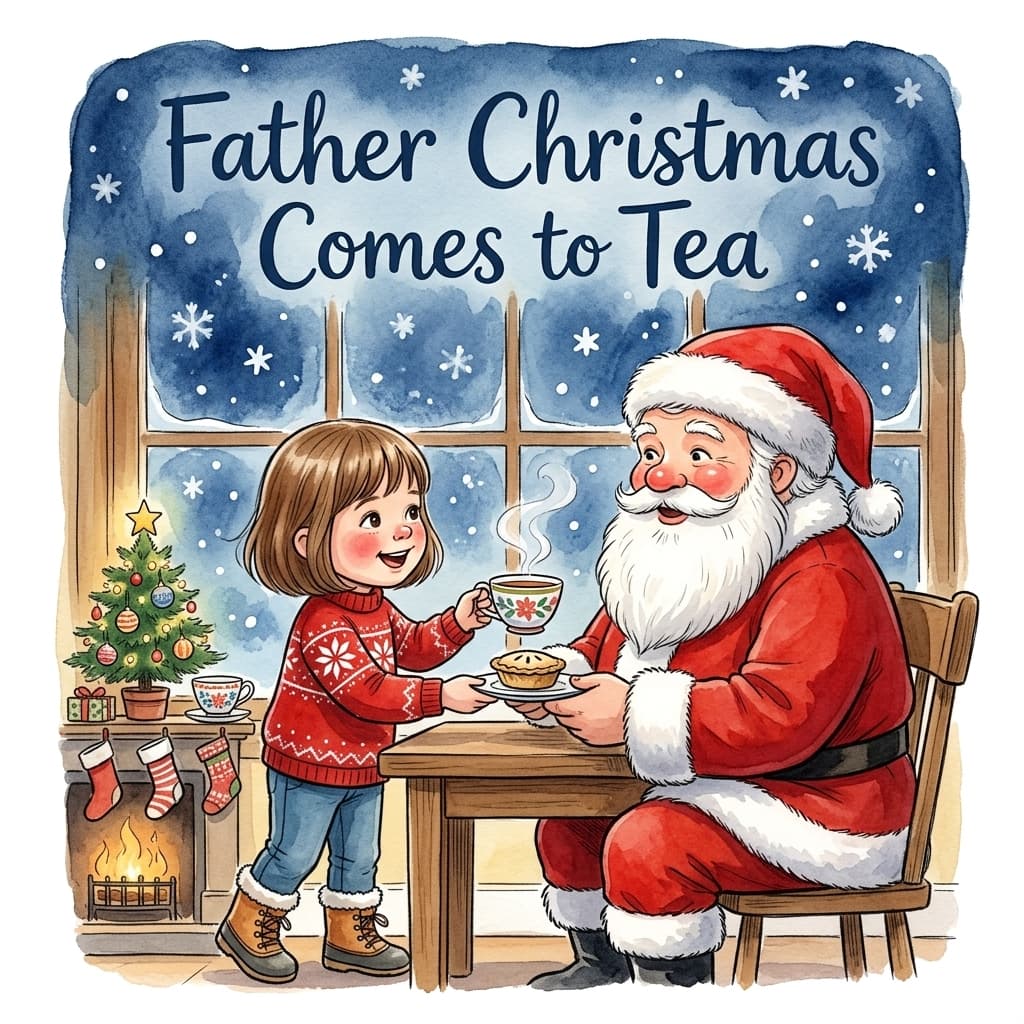 Father Christmas Comes to Tea — personalised storybook cover