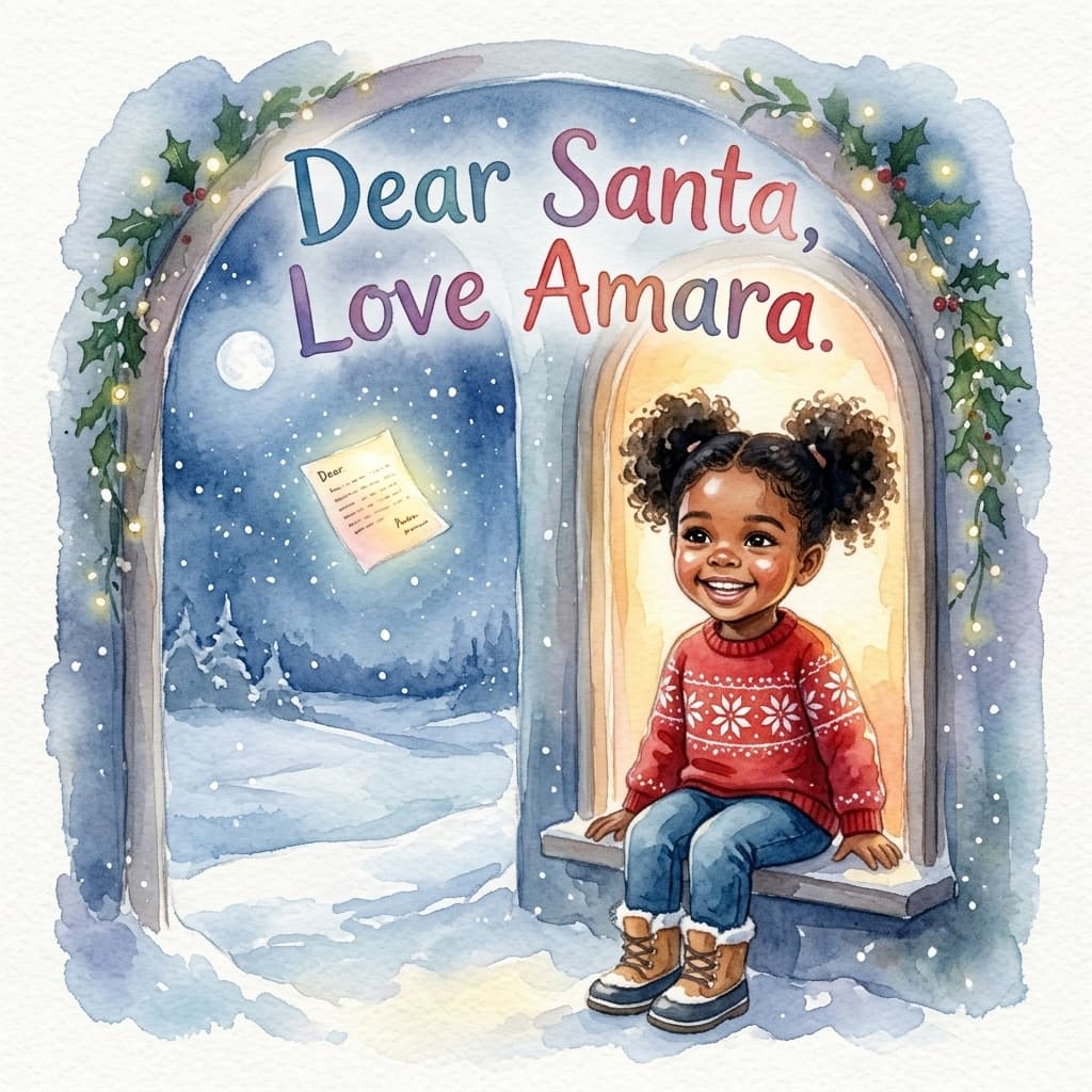 Dear Santa, Love Amara — personalised storybook cover