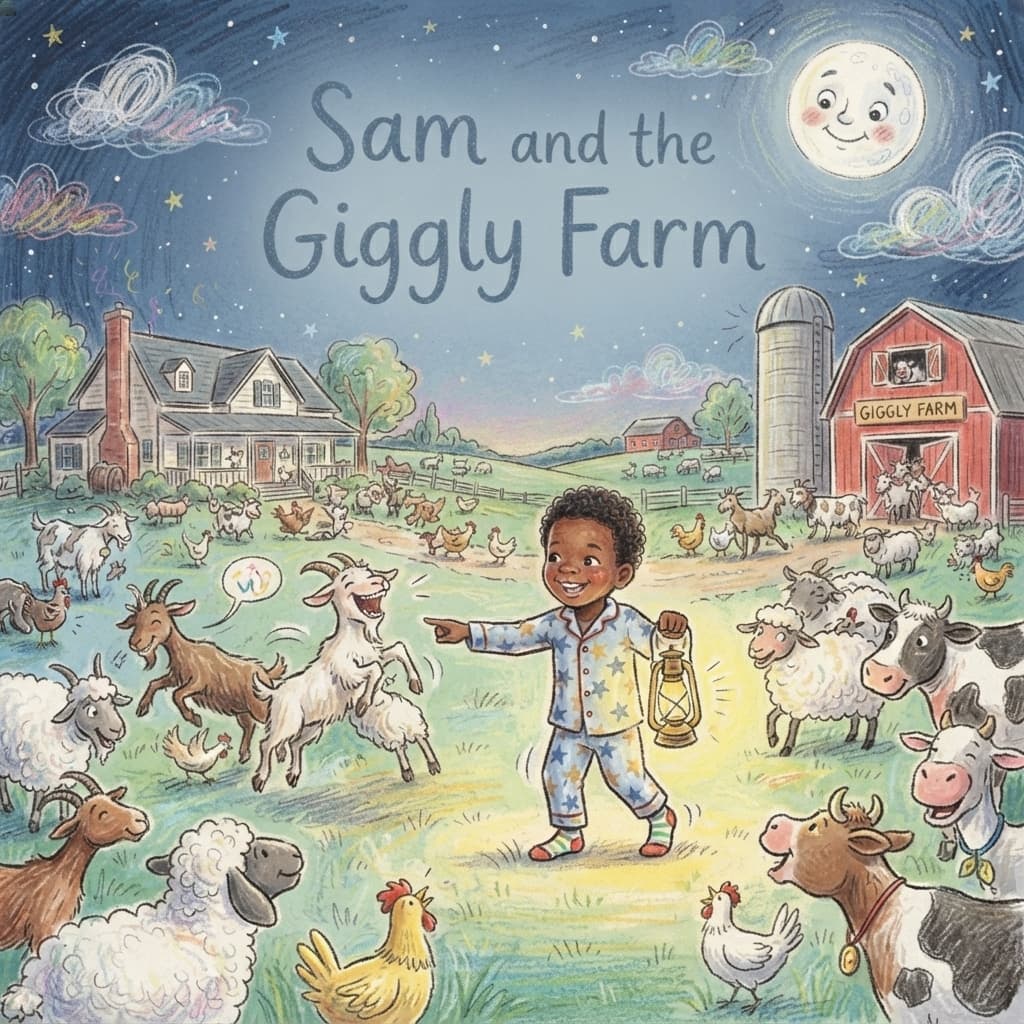 Sam and the Giggly Farm — personalised storybook cover